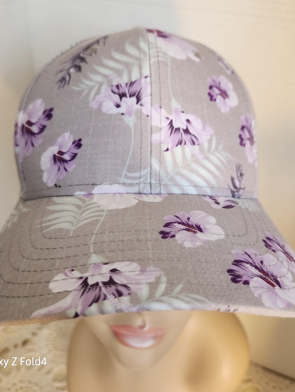Floral Lavender Gray Baseball Cap